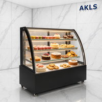 Vitrine de présentation de pâtisserie et de desserts commerciale à 2 portes en verre incurvé de 700 L avec refroidissement par air LED et dégivrage automatique pour café