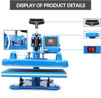 Machine d'impression textile 5-en-1 à chaud, format 15x12 pouces, pour sublimation numérique industrielle sur T-shirts, mugs et casquettes