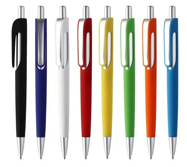 Customized pen with logo soft touch pen ink multi color soft rubber finished plastic click gel Ink pen with fine point
