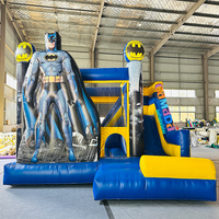 Château Gonflable Commercial Extérieur pour Enfants, Toboggan et Structure de Saut Super Héros, Combo Glissade et Château Gonflable pour Fêtes de Garçons