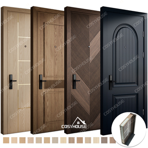 Porte intérieure en bois massif peinte en noir mat contemporain, design élégant et classique, finition décorative, hôpital, entrepôt - Product Image 1