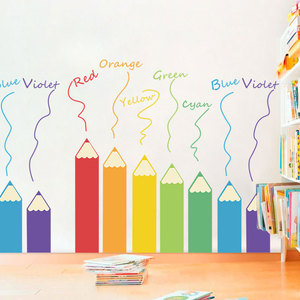 <span class=keywords><strong>Pegatinas</strong></span> de Pared Escolares Removibles con Diseño 3D de Lápices de Colores - Product Image 3