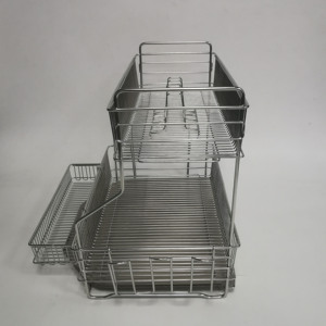 Escurridor de platos de cocina de acero inoxidable de estilo coreano con <span class=keywords><strong>bandeja</strong></span> de agua, fregadero de agua de 2 niveles, estante de secado de platos para Cocina - Product Image 6