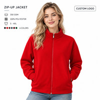 Veste zippée unisexe en polyester 350 GSM avec logo personnalisé, col montant, sweat-shirt, fabrication OEM, marque privée