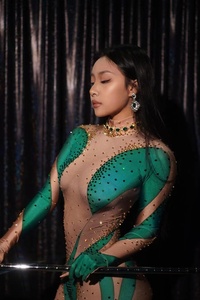 NOVANCE Best Selling Products 2023 Shiny Diamonds Green Spandex Stretchy Club Rompers Sexy Women Wear for Nightclub bar Party - Product Image 2