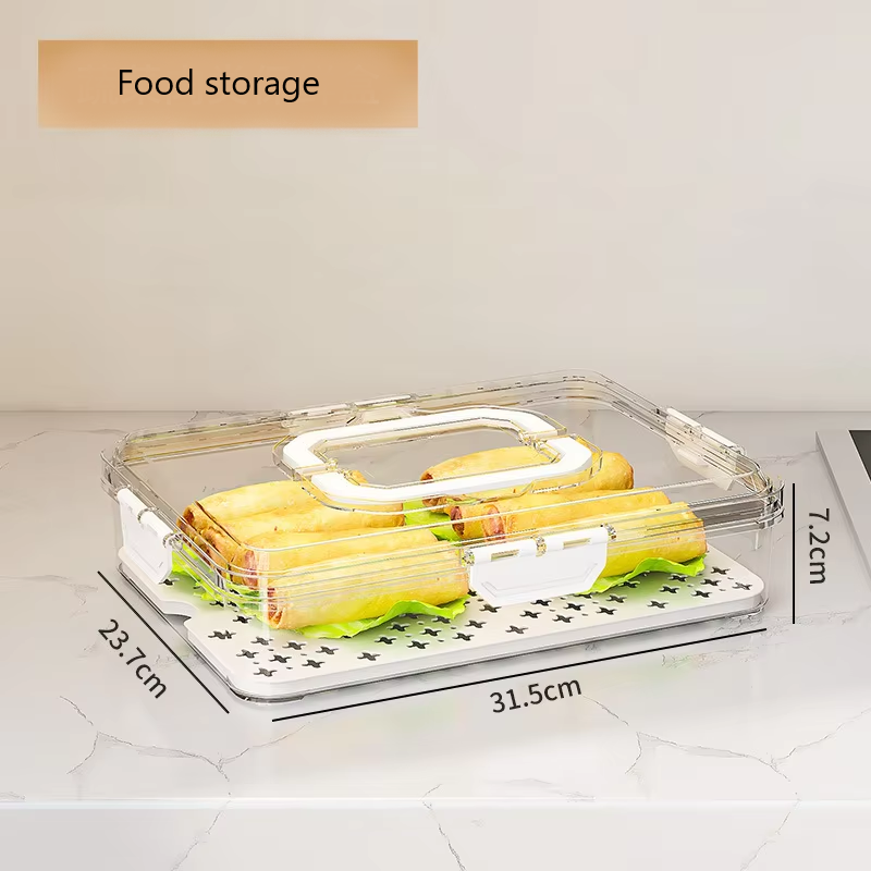 Caja de conservación de carne y verduras tipo D, color blanco.