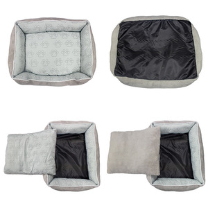 Coussin carré gris pour animaux de compagnie, tapis doux en peluche pour chien, lit de couchage pour chat d'intérieur, utilisation hivernale à la maison - Product Image 6