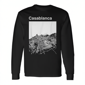 Casablanca Morocco City <b>Map</b> Graphic Long Sleeve T-Shirt - Product Image 2