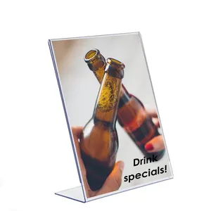 L-Shaped Slanted Sign Holder Perspex Leaflet Display Stand A4 A5 A6 A7 A8 A9 Acrylic Poster & Menu Holder