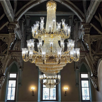 Lustre Classique Européen en Cristal K9 Doré de Luxe pour Hall d'Hôtel, Salle de Mariage, Villa, Décoration, Luminaire Suspendu