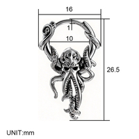 Boucles d'oreilles créoles élégantes en acier inoxydable, motif tentacule de Kraken en relief 3D, style gothique punk, monstre marin, pendantes, étanches, bijoux de piercing unisexe