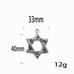 Collier avec pendentif étoile à six branches en acier inoxydable pour homme, style punk rétro 233064 - Product Image 5