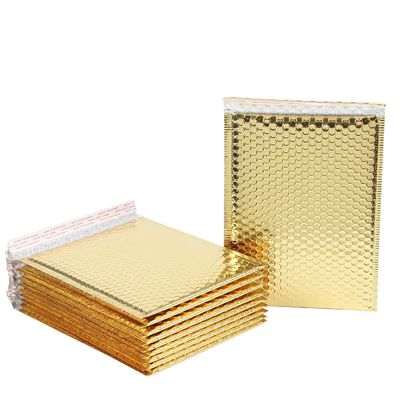 出荷のためのゴールドカラープリント箔包装バブル郵送メーラー封筒包装