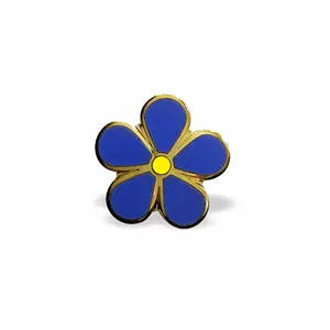 Free Shipping casting enamel long needle lapel pin welded forget me not lapel pin