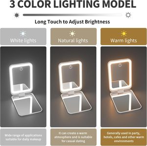 Pocket Makeup <b>Mirror</b> with 3 Color LED Light Adjustable Brightness <b>Foldable</b> Compact Design - Product Image 4
