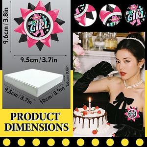 Pins de solapa de <span class=keywords><strong>cumpleaños</strong></span> para mujer con diseño de vaquera disco, hechos a mano, con cinta de grosgrain negra y rosa, insignia de hojalata, decoraciones para fiestas de <span class=keywords><strong>cumpleaños</strong></span> - Product Image 4