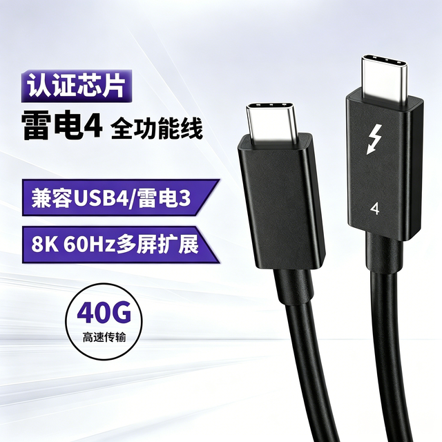 Thunderbolt 4 Type-C Data Cable PD100W Fast Charging Full Function 8K Screen Projection Computer Braid