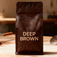 Sac à café mat doux au toucher personnalisé CM avec rainurage laser et valve à fermeture éclair pour café en grains et café moulu 340g
