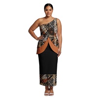 Puletasi Island – Ensemble 2 pièces personnalisé pour femmes grandes tailles, robe à épaules dénudées, motif tribal polynésien samoan, Puletasi pour femmes