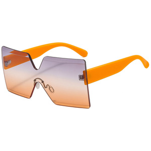 Rimless Square <b>Gradient</b> <b>Sunglasses</b> PC68001 UV400 Shield Style Unisex Adult Sun Protection - Product Image 5
