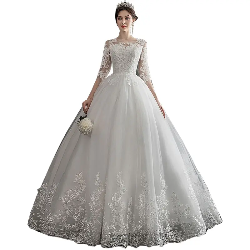 2022 plus size Women Hot Selling Luxury Design Floor Length White Wedding Dress Bridal Gown For Women Wedding Dresses