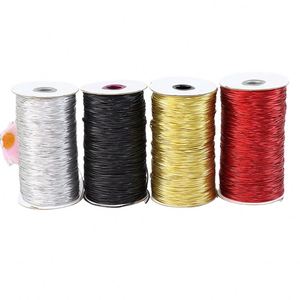 Cordon élastique tressé noir en soie de 1,5 mm, doré et argenté, avec âme en caoutchouc, pour étiquettes - Product Image 1