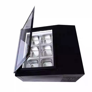 Ice Cream Display Case Gelato <b>Mini</b> <b>Freezer</b> Commercial Catering Direct Cooling Single Phase Black Us Plug R404A - Product Image 2