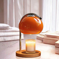 Lampe chauffe-bougie sans flamme à prise US EU UK, à intensité variable, avec base en bois, lampe d'aromathérapie, lumière de bureau décorative rétro pour la décoration intérieure