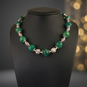 Collier à maillons en agate verte, argent 925, style vintage, unisexe, pour mariage et usage quotidien - Product Image 4