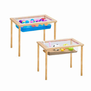 Ensemble de 2 tables <span class=keywords><strong>d</strong></span>'activités interactives pour enfants, tables à <span class=keywords><strong>eau</strong></span> <span class=keywords><strong>et</strong></span> à <span class=keywords><strong>sable</strong></span>, tables sensorielles en bois - Product Image 1