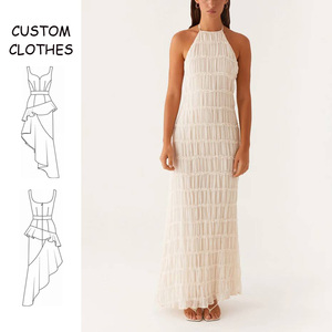 2025夏季马克西连衣裙露背领波西米亚沙滩装无袖飘逸派对装定制高端夏装来样定做 - Product Image 1