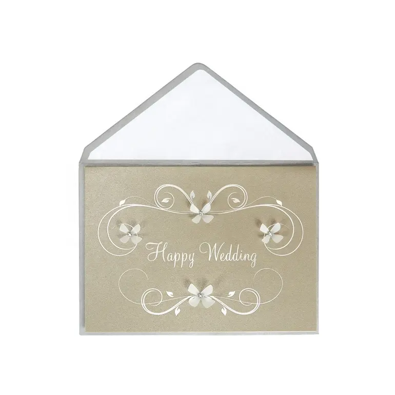 Custom Printing Flower Cards Wedding, Handmade Greeting Cards with Silver Foil