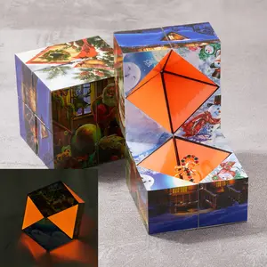 Cubo infinito creativo cubo luminoso magico anello di natale scatola Flip Cubic Puzzle Stop Stress confezione di gioielli