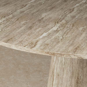 BIỆT THỰ phòng khách bàn ăn màu be gỗ hạt lớn bàn tròn cao cấp thiết kế tối giản bàn đá cẩm thạch - Product Image 3