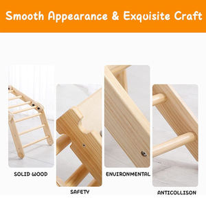 Triángulos de Juego Plegables para Niños, <span class=keywords><strong>Escalera</strong></span> Triangular de <span class=keywords><strong>Madera</strong></span> con Rampa Deslizante, Gimnasio Interior para Niños, Área de Juegos para Guardería - Product Image 3
