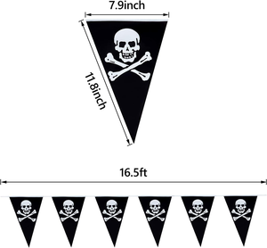 Drapeau de pirate Joli Roger, guirlande de drapeaux pour décoration de fête, bar, club sportif, festival scolaire, célébration - 16,5 pieds - Product Image 2