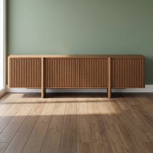 Aparador de Madera de Teca Estilo Danés con Puertas Tambour para Sala de Estar - Product Image 2