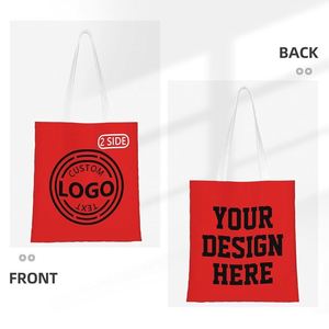 Sac fourre-tout en toile de coton personnalisé, portable, à double bandoulière, avec impression couleur et logo, pour la promotion (vente en gros) - Product Image 3