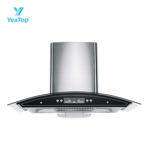 <span class=keywords><strong>Hotte</strong></span> de cuisine murale en acier inoxydable avec verre incurvé de 90 cm - Product Image 4