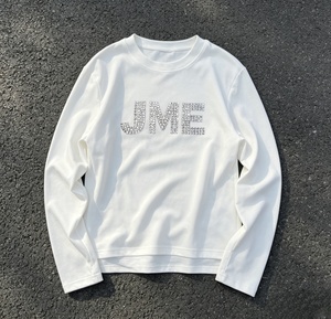 T-shirt à manches longues pour homme, col rond, 100% coton jersey, coupe classique, couleur unie, décontracté, tricoté, blanc - Product Image 1