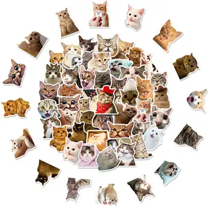 50 재사용 가능한 방수 비닐 고양이 동물 스티커 소비자 전자 제품 용 맞춤형 접착 스티커