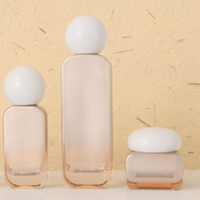 Ensemble de flacons pompe en verre dégradé champagne et pots à couvercle en plastique blanc de 30 ml, 50 ml, 100 ml, 120 ml, 30 g, 50 g pour crème