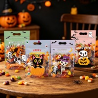Sac en plastique réutilisable avec fermeture éclair, motif dessin animé mignon et exquis, pour cadeaux, bonbons, biscuits, idéal pour les fêtes, vente en gros