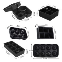 Moule à glaçons carré noir réutilisable en silicone pour la cuisine, le bar, le congélateur, les boissons, le whisky, le vin