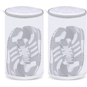 Sac de lavage pour chaussures en maille blanche avec fermeture éclair, réutilisable pour le lavage en machine - Product Image 1