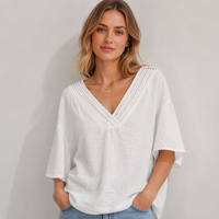 Chemisier en mousseline grande taille pour femme, style Normcore/Minimaliste, en dentelle, coupe ample, mi-long, fin, semi-transparent, couleur unie