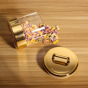 M-6029A Clear Acrylic Jar With Airtight Gold Lid Cookie Candy Storage <strong>Container</strong> Perfect for Dry Food <strong>Fruit</strong> Nuts Herbs Cereals - Product Image 6