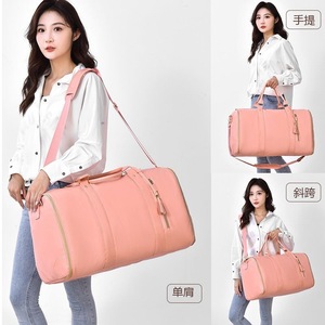 Bolsa de lona de gran capacidad, plegable, con forro de poliéster de color sólido, para viajes y ocio, primavera 2024, MZSNSQ-139 - Product Image 1