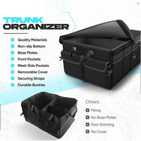Organisateur de coffre pliable multi-compartiments SUV Organisateur pliable de rangement pour accessoires de voiture