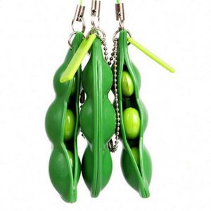 Pea Pod <b>Fidget</b> Keychain Toy Stress Relief Edamame Squeeze Novelty Decompression Gift for Promotions - Product Image 4